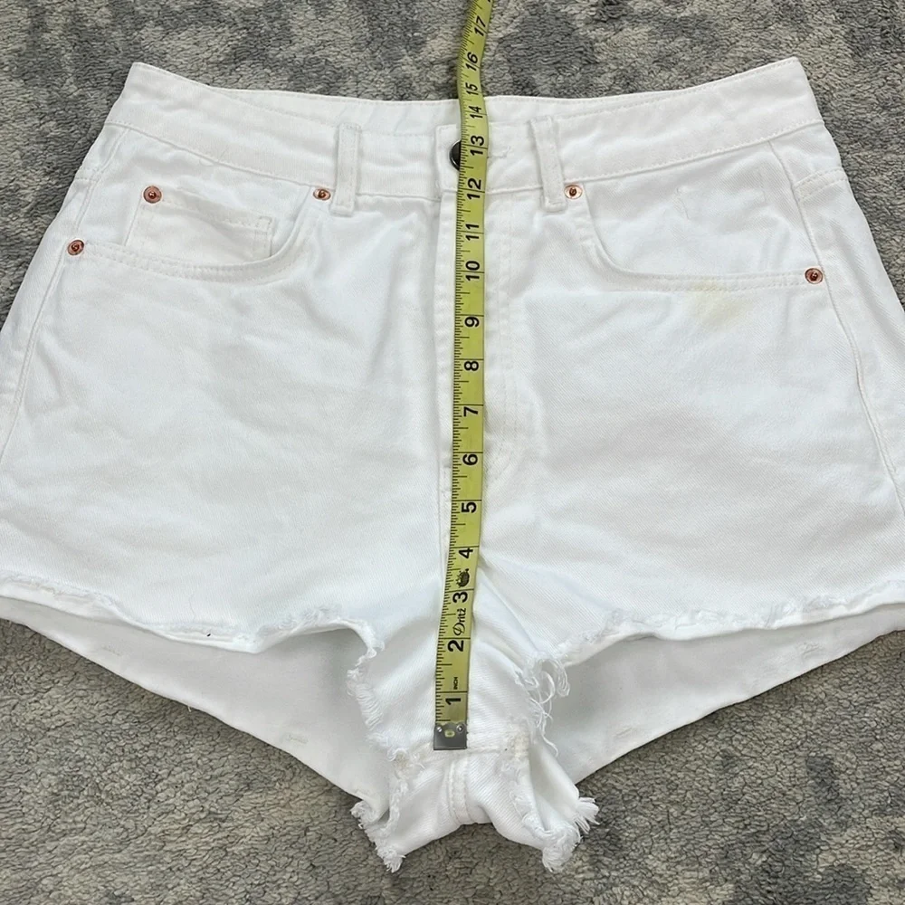 Raey Cotton Denim Jean Shorts White Button Fly Rigid No Stretch Sz 26
